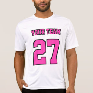 T-shirt Nom de l'équipe sportive Numéro Hot Rose Outlines
