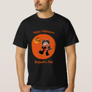 T-shirt Nom de papa Halloween Cute Chat Lune Chatte Chatte