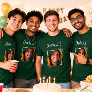 T-shirt Nom de photo 21e anniversaire vert