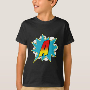 T-shirt Nom de super-héros lettre A Costume rétro de bande