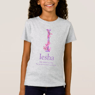 T-Shirt Nom d'Iesha signifiant lettre tordue d'orchidée I