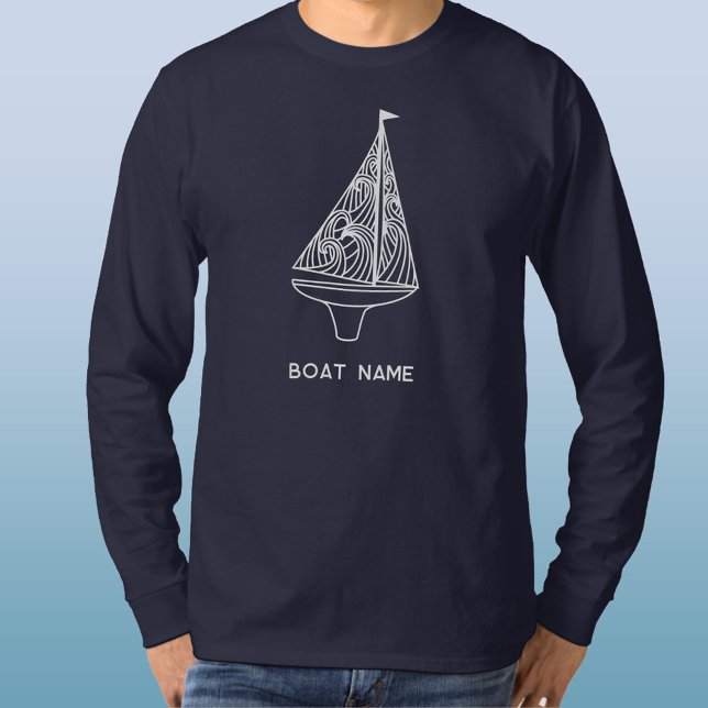 T-shirt Nom du bateau à voile Nautique (Sailing boat or yacht t-shirt with custom personalized name)