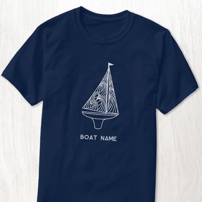 T-shirt Nom du bateau à voile Nautique (Your boat name nautical sailing boat t-shirt for boat owners)