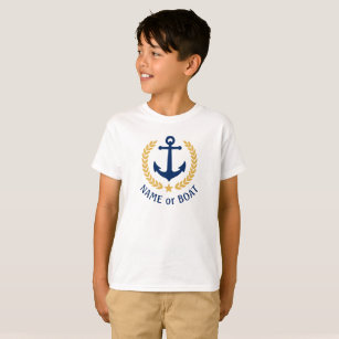 T-shirt Nom du bateau Ancre Gold Laurel Feuilles garçons B