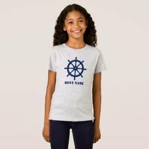 T-Shirt Nom du bateau ou votre nom Navire Helm Wheel Marin