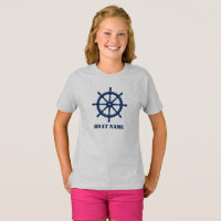 Nom du bateau ou votre nom Navire Helm Wheel Navy 