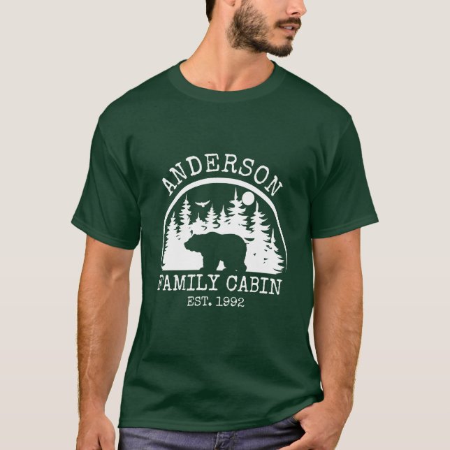 T-shirt Nom du Cabine de famille Personnalisé en bois rust (Devant)