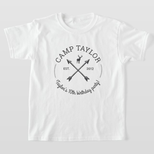 T-shirt Nom du camp Logo Personnalisé Anniversaire (Poser)