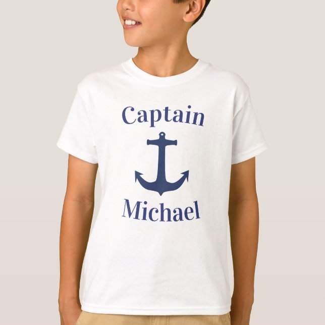 T-shirt Nom du capitaine d'ancre de bateau bleu marine nau (Devant)