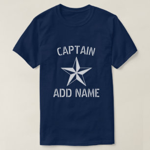 T-shirt Nom du capitaine de bateau personnalisé grand mar