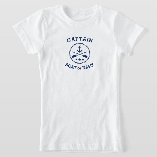 T-Shirt Nom du capitaine ou du bateau étoiles d'Ancre naut (Poser)