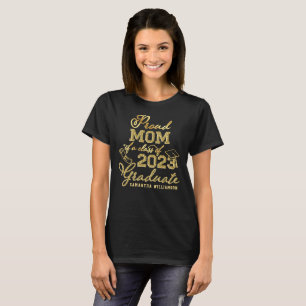 T-shirt Nom du grade personnalisé Fier Maman d'un diplômé 