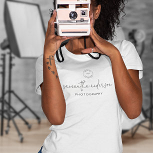 T-shirt Nom du logo du script moderne Photographe Vêtement
