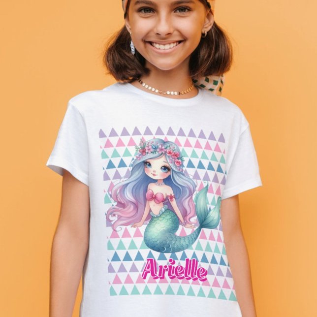 T-shirt Nom du motif de sirène personnalisé (Créateur téléchargé)