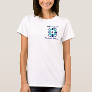T-shirt Nom du premier officier d'équipage de bateau Logo 