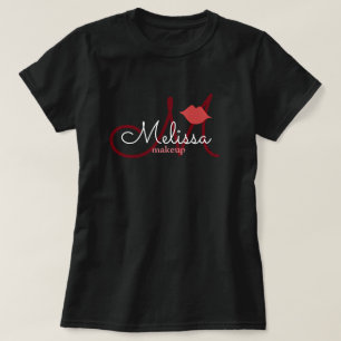 T-shirt nom du salon de maquillage uniforme noir