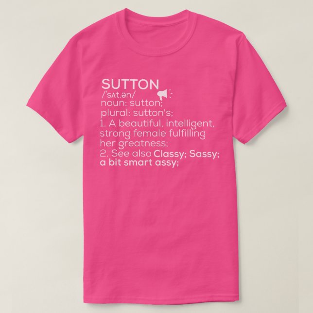 T-shirt Nom Du Sutton Définition Du Sutton Nom De La Femme (Design devant)