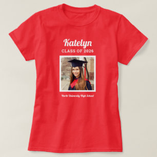 T-shirt Nom en écriture Photo Promotion 2026 Rouge