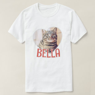 T-shirt Nom et photo du coeur simple et moderne du chat