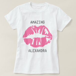 T-shirt Nom Extraordinaire Kiss Lipstick Customisé Fille R