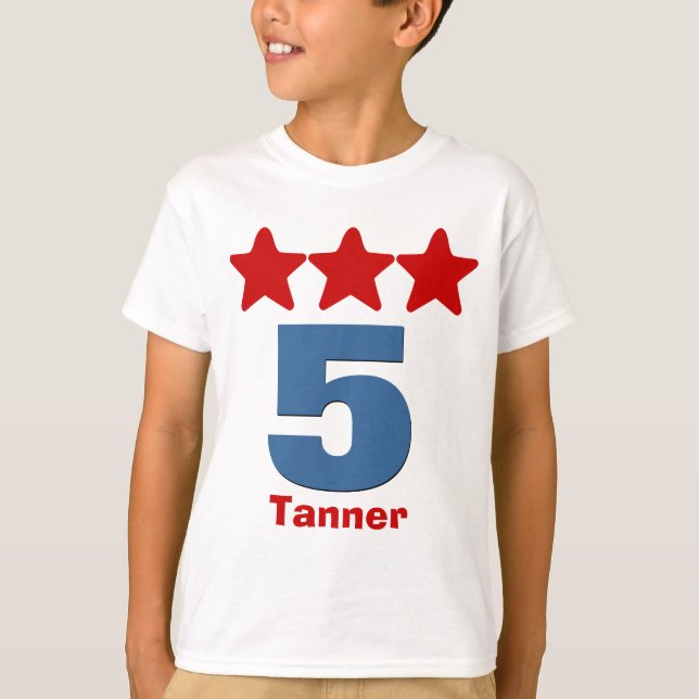 T-shirt Nom fait sur commande V03B de grand nombre de 5 (Devant)