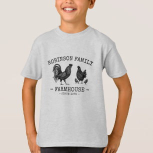 T-shirt Nom Famille Ferme Hen Chicks Rooster