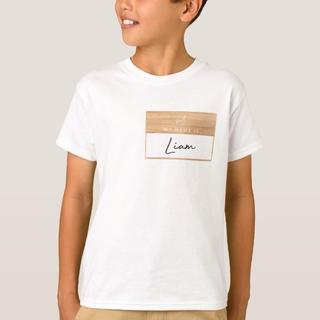 T-shirt Nom Liam Chemise Garçons Bonjour Mon Nom Est Étiqu (Devant)
