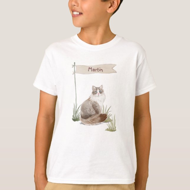 T-shirt Nom personnalisé Animal de chat de Sibérie (Devant)