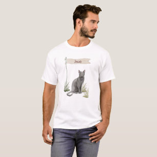 T-shirt Nom personnalisé Animal de chat russe bleu