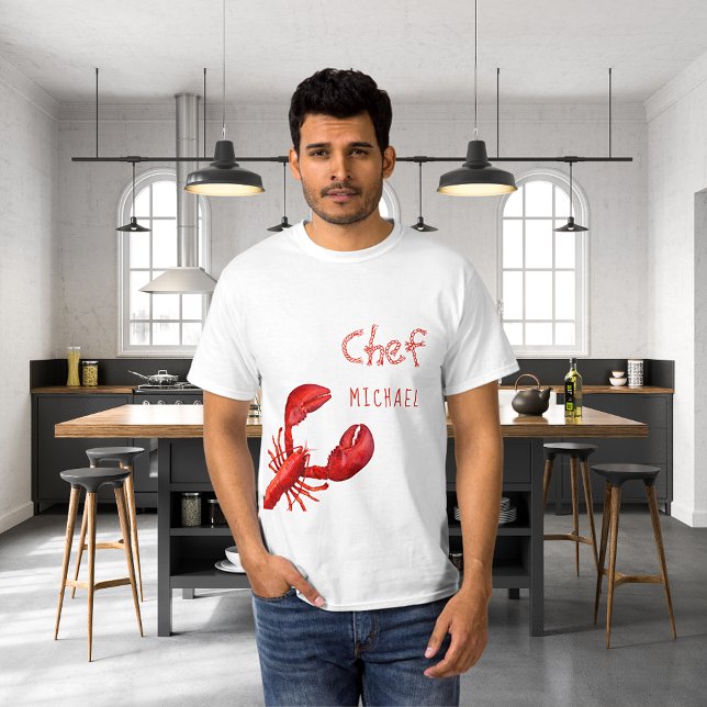 T-shirt Nom personnalisé blanc de homard rouge (Créateur téléchargé)