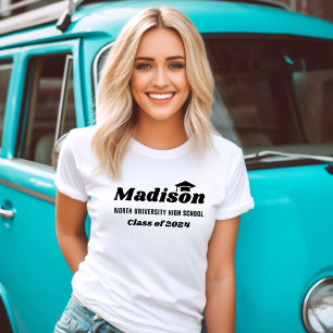 T-shirt Nom personnalisé Classe blanche de 2023 Graduation
