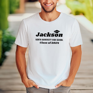 T-shirt Nom personnalisé Classe blanche de 2024 Graduation
