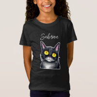 Nom personnalisé | Cute chat noir Yellow Eyes