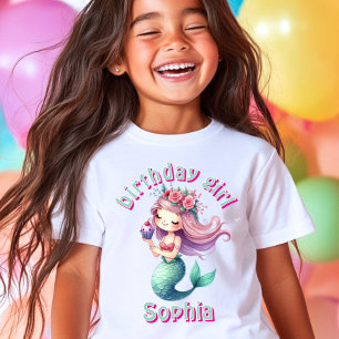T-shirt Nom personnalisé d'anniversaire de sirène personna