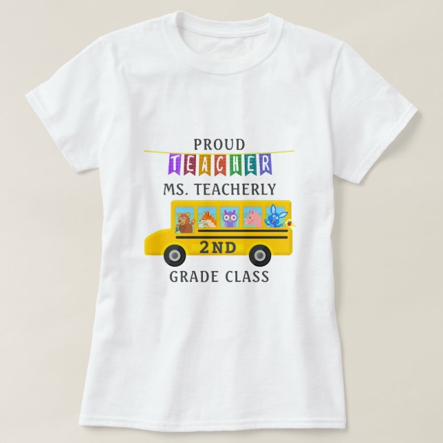 T-shirt Nom personnalisé du Merci de l'enseignant| Mignons (Design devant)