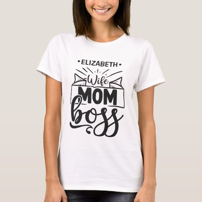 T-shirt Nom personnalisé du patron de la mère (Devant)