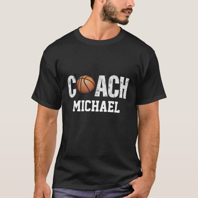 T-shirt Nom personnalisé entraîneur de basket-ball tee per (Devant)