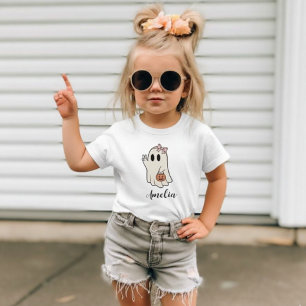 T-shirt Nom personnalisé fantôme mignon rose Halloween per