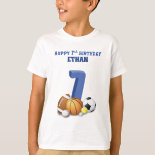 T-shirt Nom personnalisé garçon 7e anniversaire ballons de