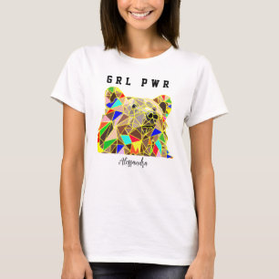 T-shirt Nom personnalisé Girl Power Bear