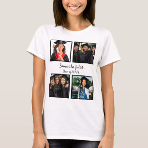 T-shirt Nom personnalisé Graduate 4 Photo Collage