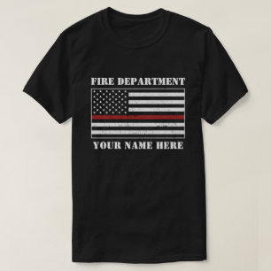 T-shirt Nom personnalisé Mince Ligne rouge Drapeau Fière P