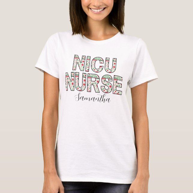 T-shirt Nom personnalisé NICU Nurse Christmas Shirt (Devant)