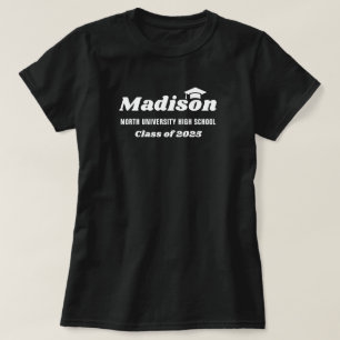 T-shirt Nom personnalisé Noir Classe de 2023 Graduation