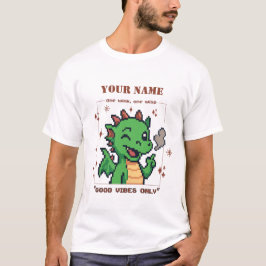 T-shirt Nom personnalisé Pixel Dragon Tee — Rétro 8 bits C