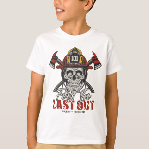 T-shirt Nom Personnalisé Pompier D'Abord En Dernier Feu De