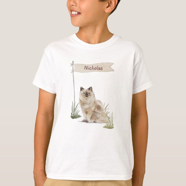 T-shirt Nom personnalisé Ragdoll Chat Pet (Devant)