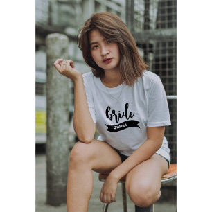 T-shirt Nom personnalisé Ruban Moderne Script Bride