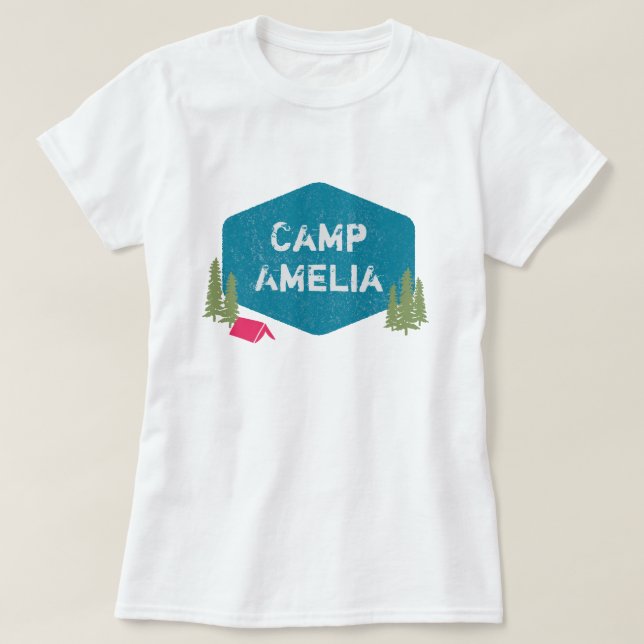 T-shirt Nom personnalisé unique du camp fête d'anniversair (Design devant)