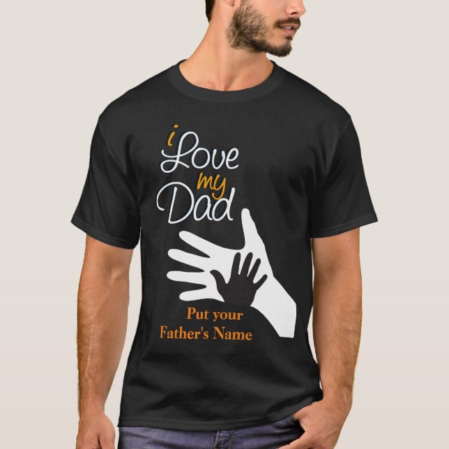 T-shirt Nom personnel J'aime mon père, fête des pères heur (Devant)